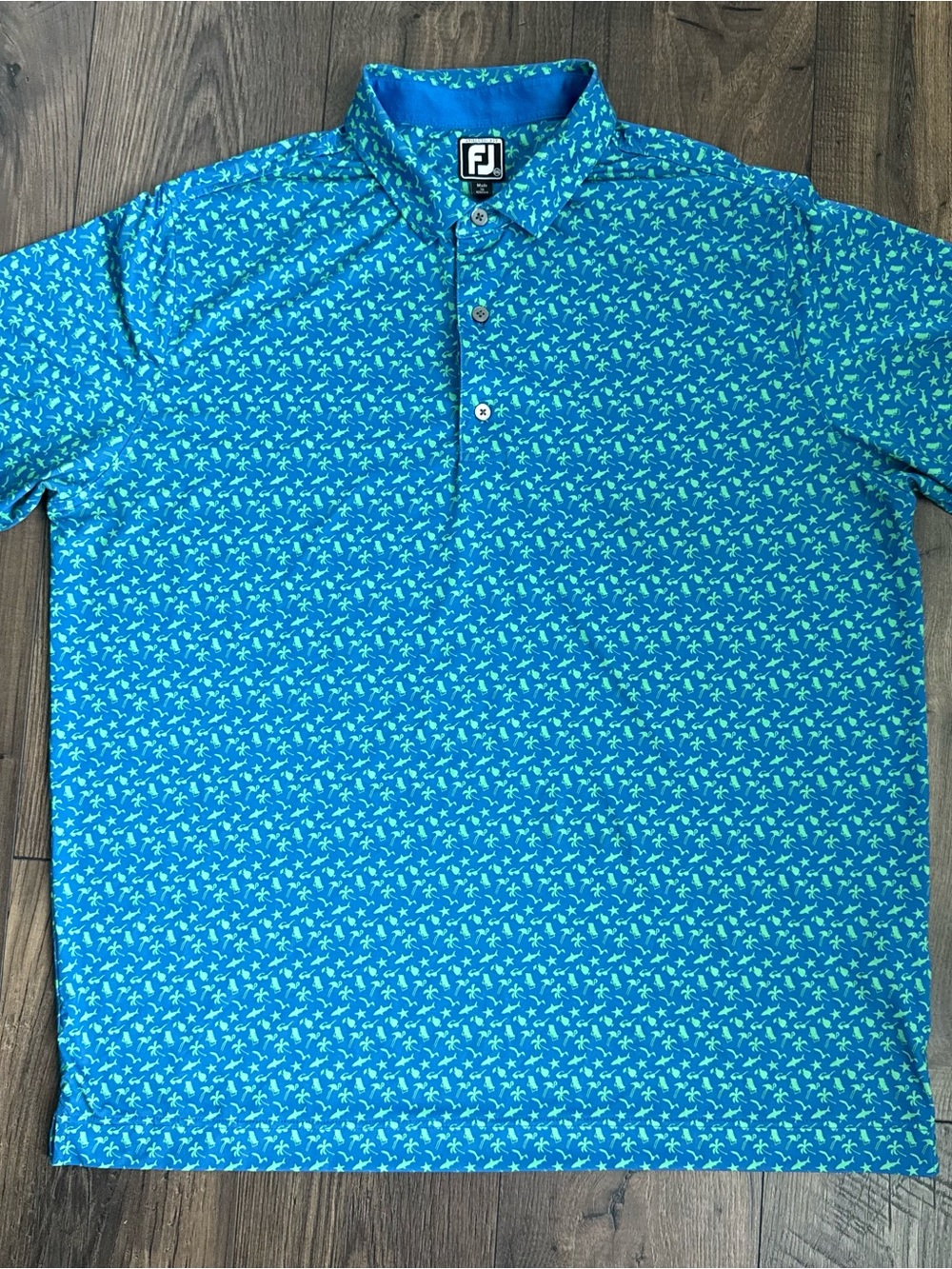 FootJoy Blue and Green Tropical Print Golf Polo men’s size 2XL, athletic fit